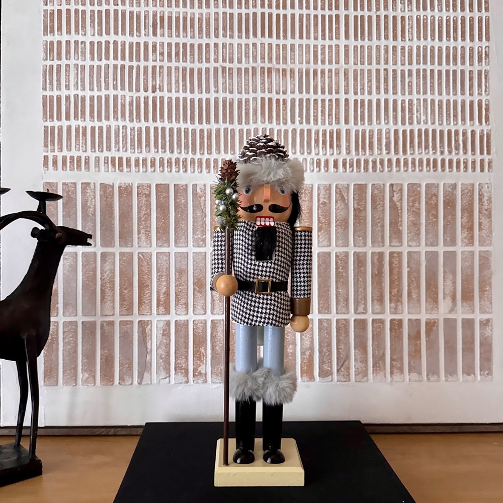 Elegant Mackenzie Childs Style Checkered Nutcracker